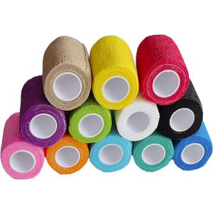 12 Pack Self Adhesive Elastic Bandage Wrap,Color Athletic Tape, Vet Wrap | 2" X 5 Yards, Multiple Colors For Finger, Wrist, Ankle Injury Or Swelling Emergency Binding, Animal Limbs Injured Wrapped
