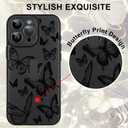 for iPhone 15 Pro Case with Finger Strap Holder, Cute Cool Butterfly Print Pattern Design for Women Men, Shockproof Anti Scratch Hand Kickstand Protective Cover, Gray