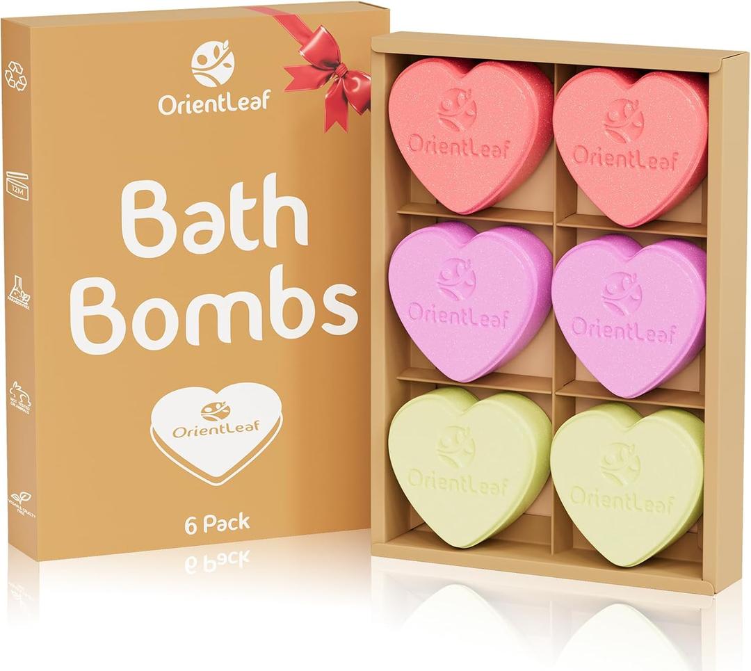 Bath Bombs for Women, Stocking Stuffers, Bath Bombs Plant Scented Lavender, Rose, Eucalyptus, 6 x 2 oz