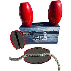Snap Lock Rope Float – Patented No-Untie 2-Piece Split Ring Buoy – Heavy Duty Marine Grade Marker for Mooring, Crab Traps & Pool Divider Rope (Fits 3/8" to 1" Line), Red
