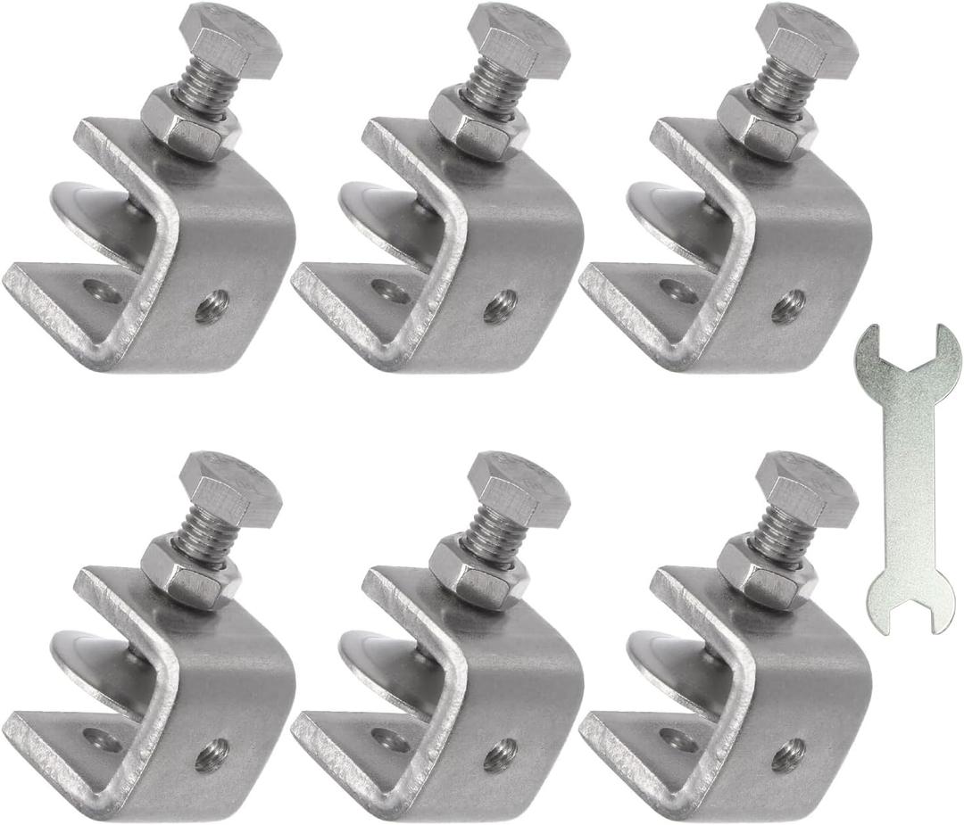 Stainless Steel C Clamps, Mini Tiger Clamp Set for Mounting, Heavy Duty Metal U Clamps, Small Desk G-Clamp with 0.79 Inch Stable Wide Jaw Opening for Metal Working Woodworking Welding Building (6pcs)