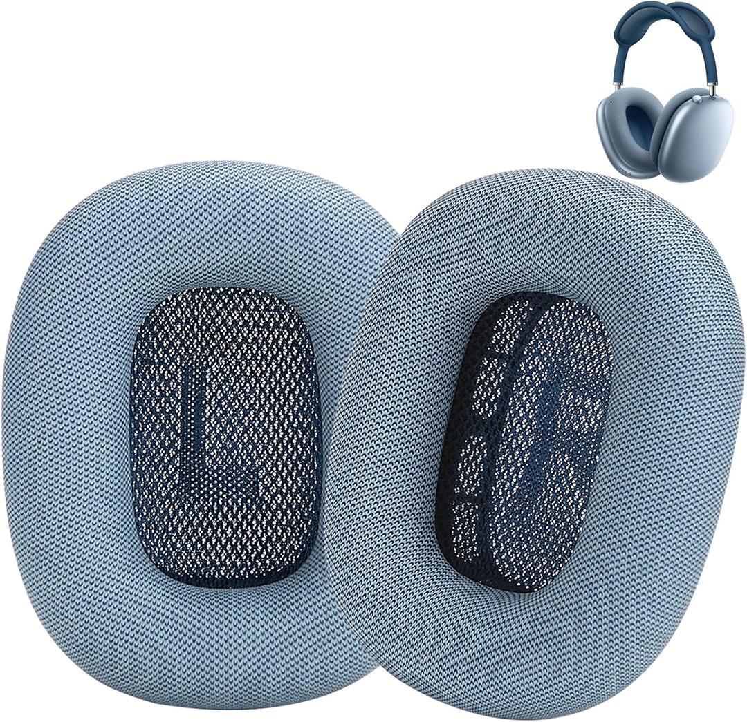 Earpads for Apple AirPods Max Earpad Replacement Sweat Proof Ear Cushions Airpods Max Ear Pad Earcups with Protein Leather, Memory Foam and Magnet Blue