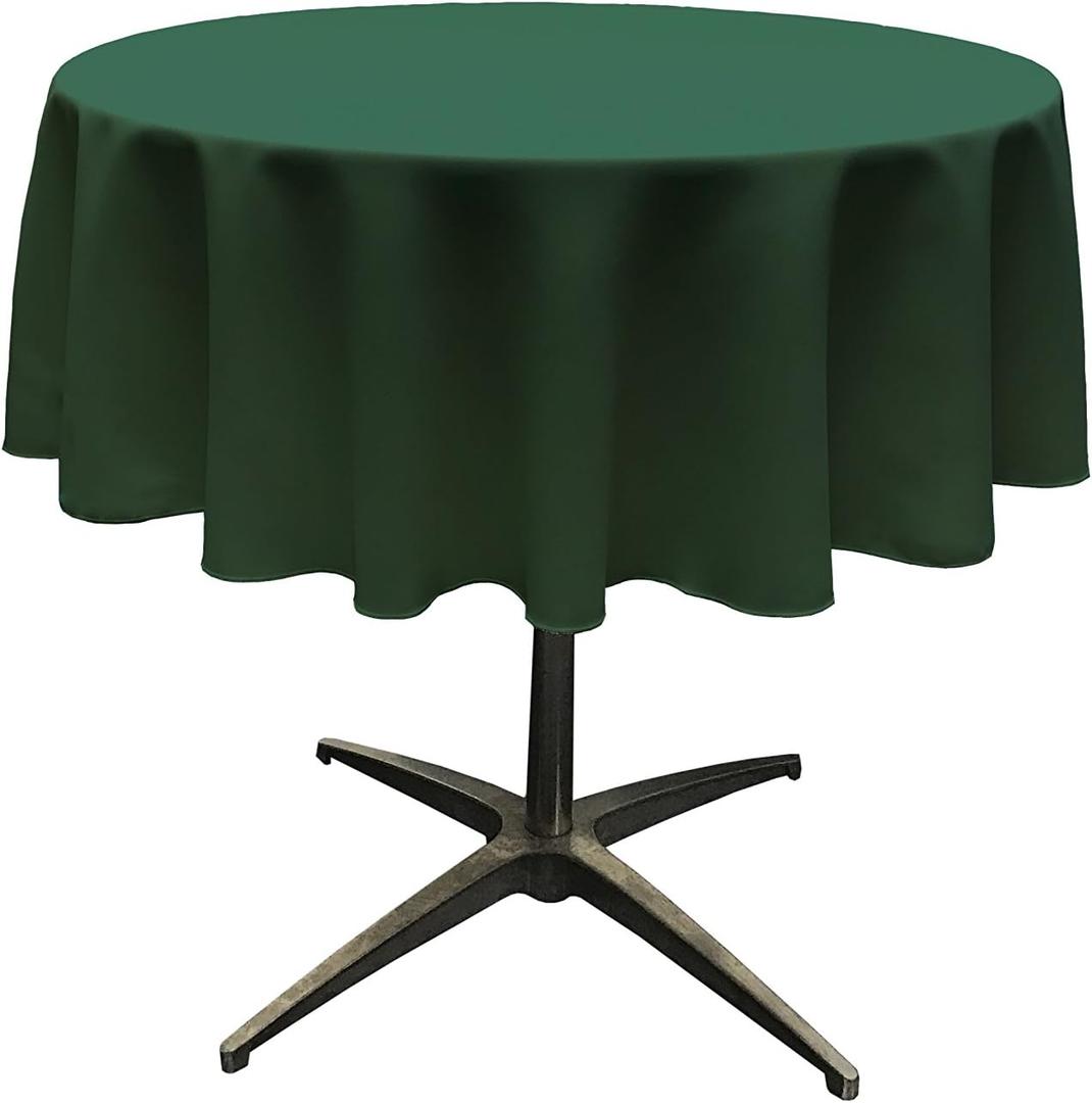 LA Linen Polyester Poplin Washable Round Tablecloth, Stain and Wrinkle Resistant Table Cover 51", Fabric Table Cloth for Dinning, Kitchen, Party, Holiday 51-Inch, Hunter Green, (TCpop51R_GreenHuntP20)