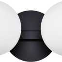 Black Bathroom Vanity Light Fixtures, Modern 2 Lights Globe Wall Sconce Lighting, Porch Wall Mount Light Fixture for Bathroom, Mirror Cabinets Hallway Stairs (Matte Black, 2-Light)