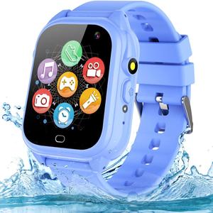 OVV Kids Waterproof Smart Watch Boys Girls Age 3-12 Learning Systems Toys with 26 Game 1.44'' HD Touch Screen Music Player Camera Video Recorder 12/24 Hr Clock Pedometer Alarm Torch Calculator (blue)