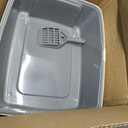 Amazon Basics Large Cat Litter Box with High Sides, Open Top for Easy Access, Includes Scoop with Storage, 19" x 15" x 11.75", Grey/Beige