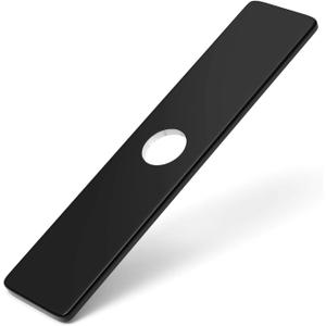 Matte Black Faucet Plate, Sink Hole Cover, Faucet Deck Plate 10 Inch 1 or 3 Hole Long Rectangle Cover Deck Plate Faucet Escutcheon for Bathroom Kitchen Vanity Sink Faucet Stainless Steel