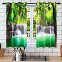 Spring Landscape Window Curtains Outdoor Green Natural Scenery Creek Waterfall Green Meadow Blackout Drapes Window Treatments for Living Room Bedroom Decor,21x45 inch,2 Panels