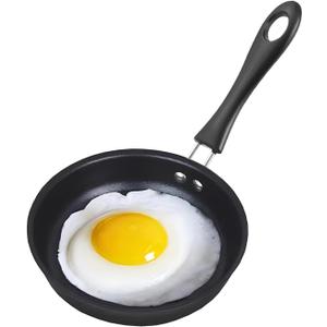 4.92 Inch Non Stick Omelette Mini Frying Pan for One Egg, Easy Clean Round Small Pan with Ergonomic Handle, Stainless Steel Heat Resista-nt Non Stick Pot for Single Eggs Pancakes