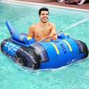 Chariot Large Inflatable Tank Pool Float Adults with Stainless Steel Water Guns Swimming Floats with Water Cannon for Lake Beach Pool Party, Adult Size