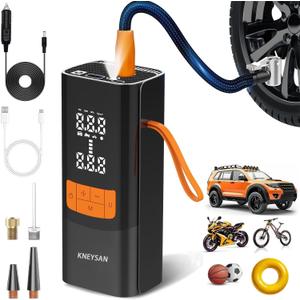 MU-002 Portable Air Compressor for Car Tires - 150PSI Rapid Tire Inflator with 15000mAh Battery & LED Light, Ultra-Light 1.3lbs for SUV, Truck, Bike, Ball & Emergency Roadside Use