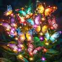 Solar Lights Outdoor Garden Decor: 2 Pack 34 Silk Butterflies with 44 Color-Changing LEDs - Auto On/Off 12H Magical Lighting IP65 Waterproof for Yard Patio Pathway - Unique Gifts for Mom Grandma