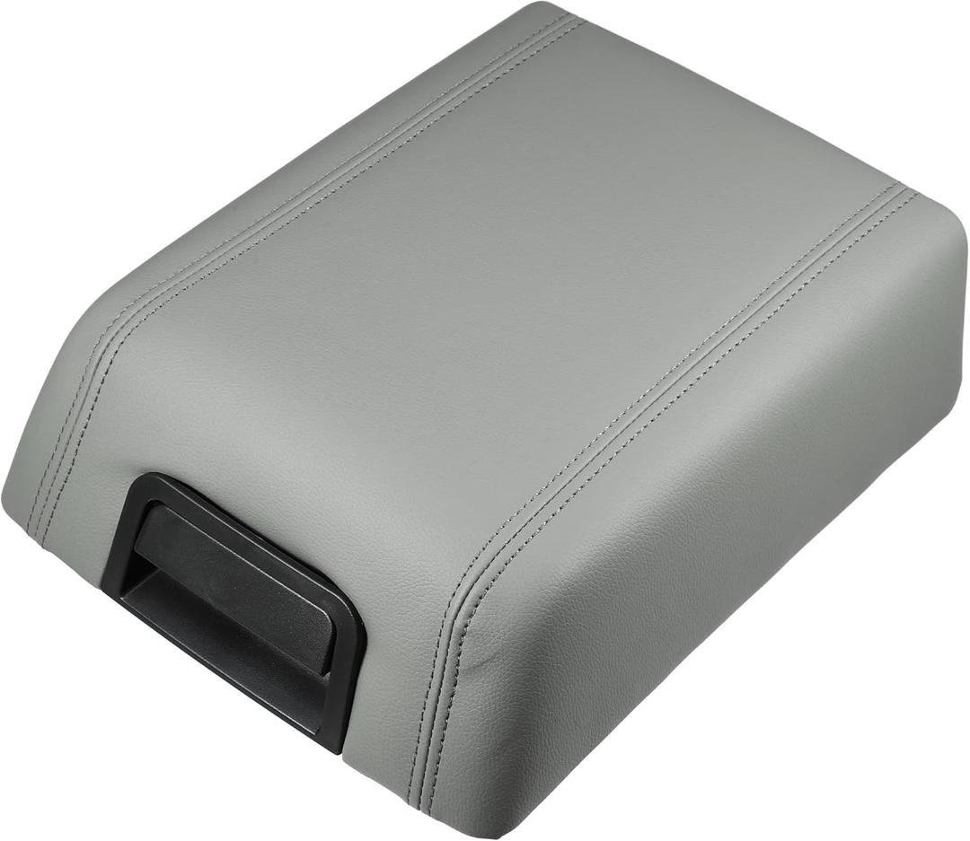 X AUTOHAUX Car Center Console Lid Armrest Seat Box Cover Protector for Ford F-150 2004-2008 Armrest Cover Pad Faux Leather Gray