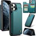 Bemal for iPhone 11 Pro Max Wallet Case with Card Holder, RFID Blocking, Shockproof Leather Kickstand for Men and Women, Durable Protective Phone Cover for 6.5", Bluish Green