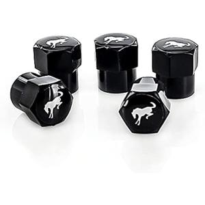 Ford Bronco Black Plastic Tire Valve Stem Cap Covers (Pack of 5)