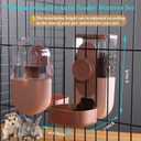 Kenond 35oz Hanging Automatic Pet Food Water Dispenser, Auto Gravity Pet Feeder and Waterer Set, Cage Cat Food Bowl Dog Feeding Station for Puppy and Kitten Rabbit Chinchilla Hedgehog Ferret (Pink)