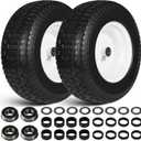 16x6.50-8 Flat Free Lawn Mower Tire Wheels; 2 Packs Non-Slip Puncture-proof Tire for Lawnmowers, Replacement 3/4" & 4 Pcs 5/8" Bearing with 24 Spacers for Zero Turn Mowers Garden Tractors Carts
