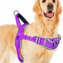 ADVENTUREMORE Dog Harness for Large Dogs No Pull, Sport Dog Halter Harness Reflective Breathable Dog Vest Escape Proof Dog Harness with Easy Control Front Clip Handle for Training Walking XL Purple