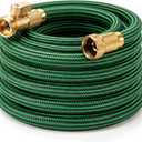Garden Hose 25 ft NON-EXPANDABLE Water Hose, Flexible & Lightweight Kink Resistant Hybrid Hose, Leak-Proof Heavy Duty, Super Durable Fabric with 3/4" Solid Brass Connectors (Green)