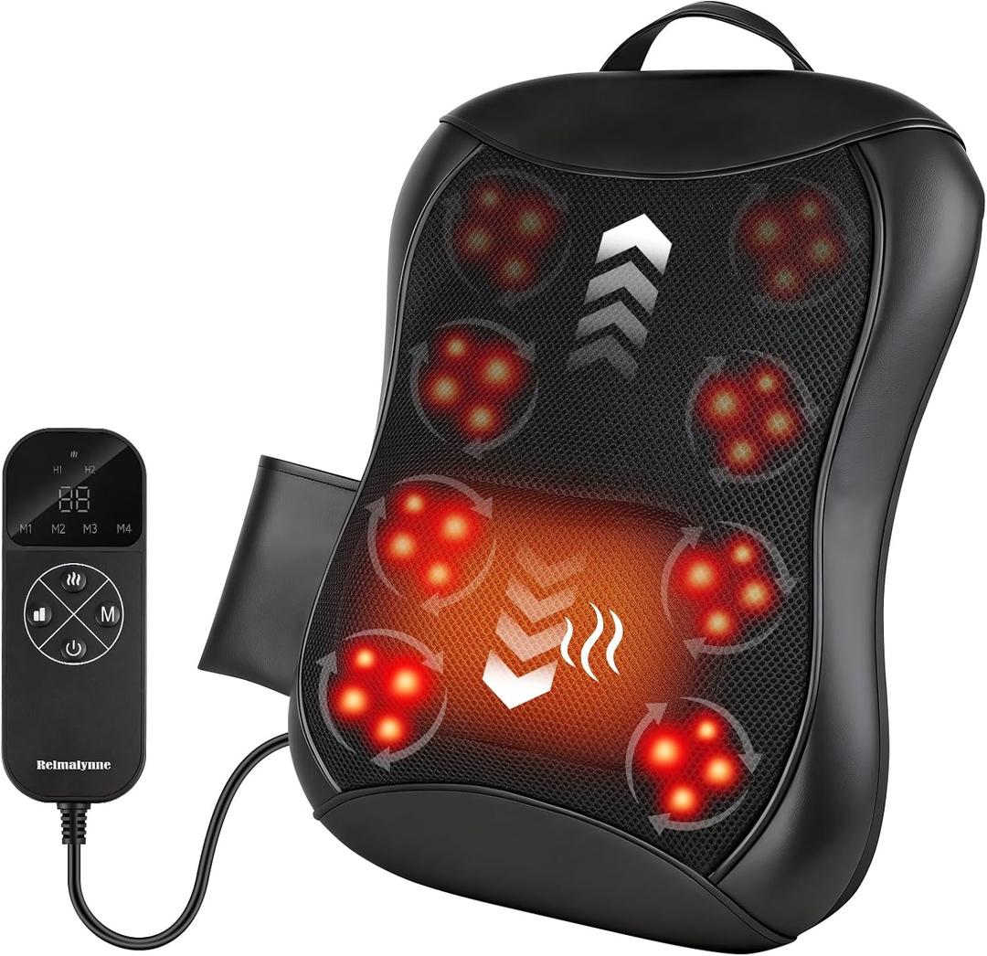 Shiatsu Back Massager with Heat: Upper & Lower Full Back Massager for Chair