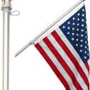 Flag Pole for House - 6 ft Heavy-Duty Aluminum Tangle Free Spinning Flag Pole with Metal Mounting Rings - Outdoor Wall Mount Flagpole for Residential Commercial (Silver, 6')