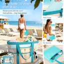 2026 Stylish & Spacious XX-Large Beach Bag for Women Mesh Canvas Tote with Top Zipper, 11 Tall Pockets | 40L+ Spacious