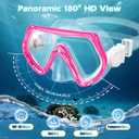 2 Sets Kids Snorkeling Gear for Ages 3-14, Anti-Fog 180 Clear View Dry Top Snorkel Set, Swimming Mask with Nose Cover & Tempered Glass Goggles for Youth Boys Girls Junior
