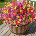 Alupssuc 48 Bundles Artificial Flowers for Outdoors Decoration, UV Resistant Silk Faux Daisy Flora Spring Fake Plastic Plants Greenery for Outside Indoor Yard Home Porch Window Box Decor, Mix 4 Colors