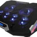 Gaming Laptop Cooler Fits up to 17 Inches, 6 Fans to Cool Your Laptop Powerful with 7 Colors RGB Illumination Switchable Patterns Black OWL-GNOTECOOLER-RGB