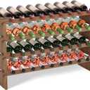 Domax Wine Rack Freestanding Floor - 36 Bottle Wine Racks Countertop,4 Tiers Stackable Wooden Storage Holder, 33.5 in Wide (Walnut)
