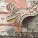 Beeiva Washable Rugs 3x5 Non Slip, Vintage Medallion Entryway Area Rug for Bedroom Indoor Medallion Ultra Thin, Low Pile Distressed Carpet for Kitchen Office Home Decor (Pink & Multi,3'x5')