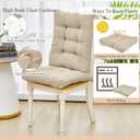 Juexica 4 Sets Outdoor Patio Chair Cushions Seat High Back Tufted Pillow Replacement Rocking Chair Cushions Pads for Patio Summer Seasonal Indoor Home Office(Beige), 17 x 17 Inch