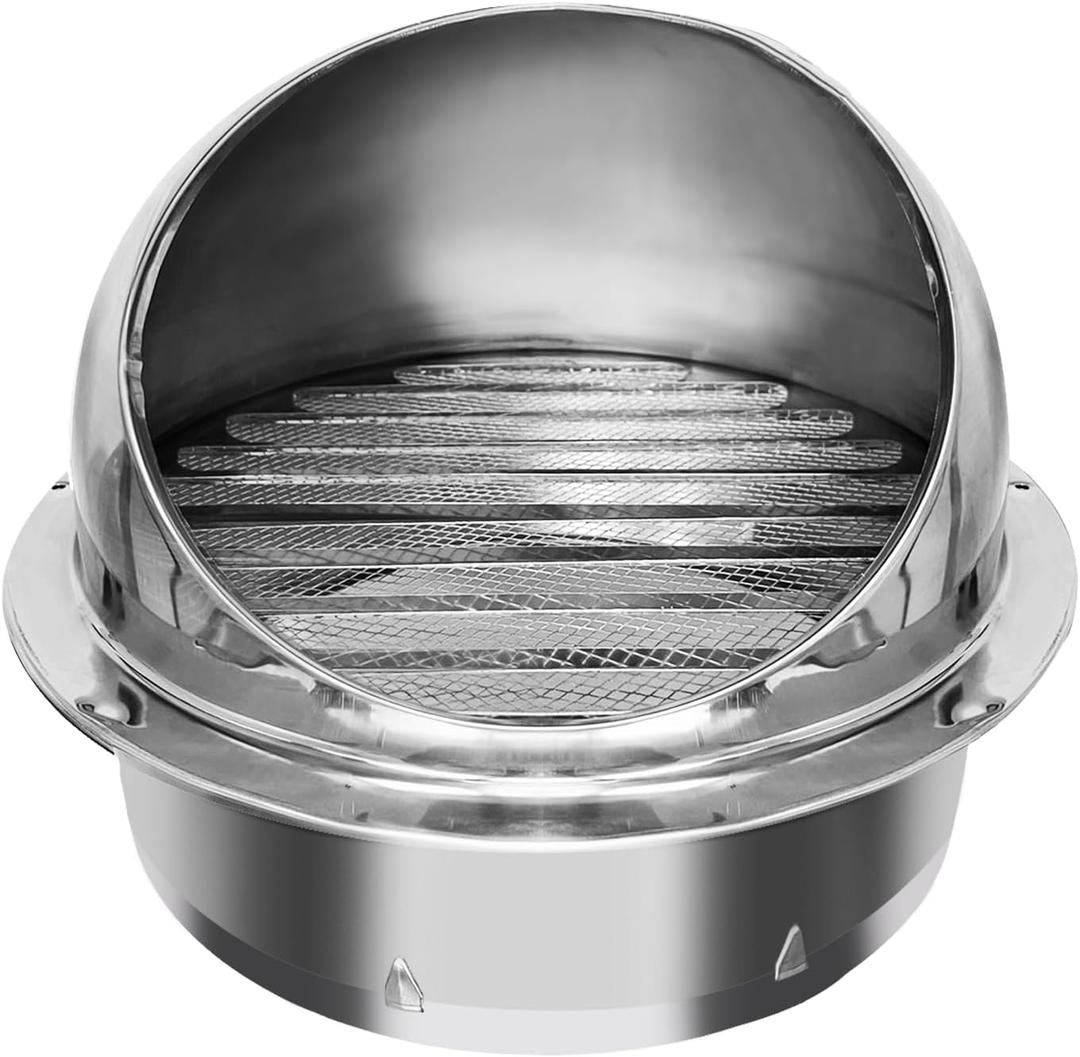 4 Inch Dryer Vent Cover Stainless Steel Round Exhaust Grill Ventilation Outlet Wall Air Vent Dryer Hood External Extractor