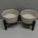 Raised Ceramic Dog Bowl Set - Elevated Double Dishes with Stainless Steel Stand - Food and Water Bowls for Small to Medium Dogs - Each Holds 3.5 Cups (29.57 fl oz) - Grey