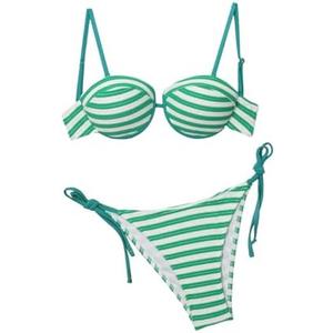 SOLY HUX Women's Striped Bathing Suit Push Up String Bikini Set Two Piece Swimsuit, S