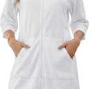 Bsubseach Swimsuit Coverup for Women Terry Cloth Swim Cover Up Zipper 3/4 Sleeves Beach Cover Ups Bathrobe with Pockets, M