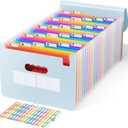 ABC life 26-Pocket Accordion File Organizer, Expanding File Folder, Letter/A4 Size Plastic Monthly Bill & Tax Receipt Holder with A-Z Tabs for Home, Office, Classroom - Light Blue