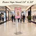 Duraaamo 14 x 22 Inch Double-sided Bulletin Sign Holder Poster Stand Heavy Duty Metal Floor Standing with Top Insert Slot A-frame Display for Indoor/outdoor Events, Frame Only(Sliver)