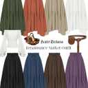 Scarlet Darkness Maxi Skirts for Women High Waist Renaissance Skirt Long Skirt with Pockets (White, M)