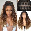 HANNE Braided Wigs for Black Women Double Full Lace Box Braided Wigs Synthetic Wavy Glue less Braid Wig with Baby Hair 3D Curls Braided Wig 24 Inch (1B/30/27, Wavy-24)