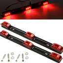 NEW SUN Stainless Steel 15" 3 Lights 9 LED Identification Light Bar, 2 Pcs Clearance Red Waterproof, High Bright, Surface Mount Sealed ID Indicator for Trucks, Trailers, Camper, RVs, Tractors,Buses