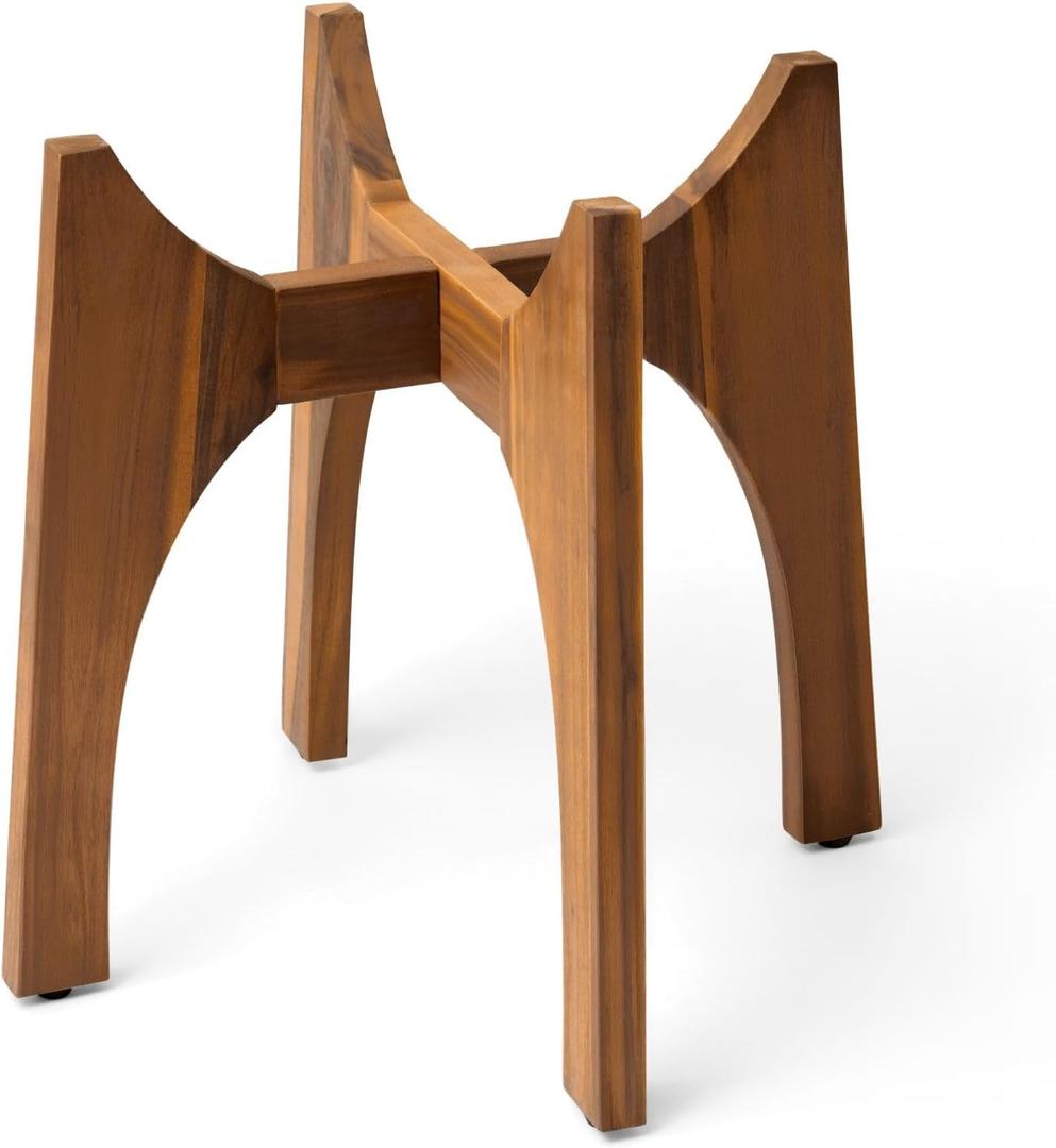 KUTE NEST 17" H x 19.3" W Acacia Solid Wood Plant Stand - Walnut | High - Medium, Outdoor & Indoor Use, Mid Century Plant Holder, Ideal for Corso & Arco Planter, Walnut Finish for Modern Home