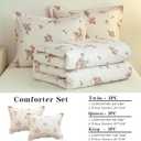 Joyreap Twin Size Comforter Set for Girls, Floral Pink n White Design, 3pcs Microfiber Princess Bedding Comforter Set for All Season, 68x88 inches