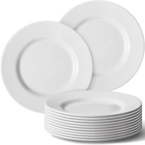 Hushee 12 Pack 7 Inch White Dessert Plates/salad Dishes Set, Melamine Small Dinner Plates Round Serving Dishes for Snacks, Bread, Fruit, Cake and Salad, Home Restaurant Supplies, White 