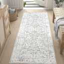 jinchan Lima Runner Rug 2x5 - Vintage Hallway Machine Washable Rug Floral Non Slip with Rubber Backing Ultra-Thin Carpet Runner for Kitchen Bedroom Laundry Room Farmhouse Entryway (2x5ft, Grey)