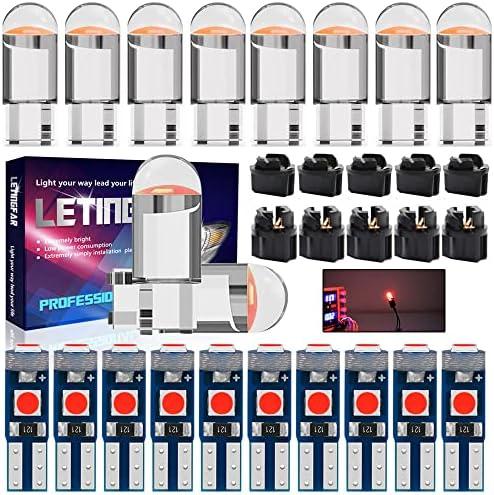 194 LED Bulb T5 Led Bulbs Dashboard Light K Pack of 30, with Socket Instrument Cluster Light LED Bulb Replacement Bulbs for Car Dome Map Door Courtesy License Plate Lights (Red) 2Pcs