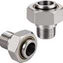 2-Pack 3/4" x 1/2" Brass-Nickel Plated Air Line Fittings Straight Connectors with 1/2" NPT Male Thread 200 PSI, Compatible with Shop/Garage Compressed Air Systems