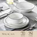 MALACASA 24 Pcs Porcelain Plates and Bowls Sets,Dinnerware Set for 6,White
