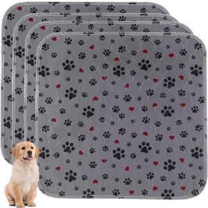 Washable Pee Pads for Dogs,4 Pack Extra Large 24"x24" Super Absorbent Reusable Puppy Pads,Non-Slip 100% Waterproof Dog Pee Pads,Pet Training Pads for Couch, Crate,Potty Training,Floor