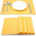 ME.FAN Silicone Placemats [17.7''x12.6''] Heat-Resistant Thicken Non-Slip Tablemats Non-Skid Table Mats Set of 4 (Yellow)